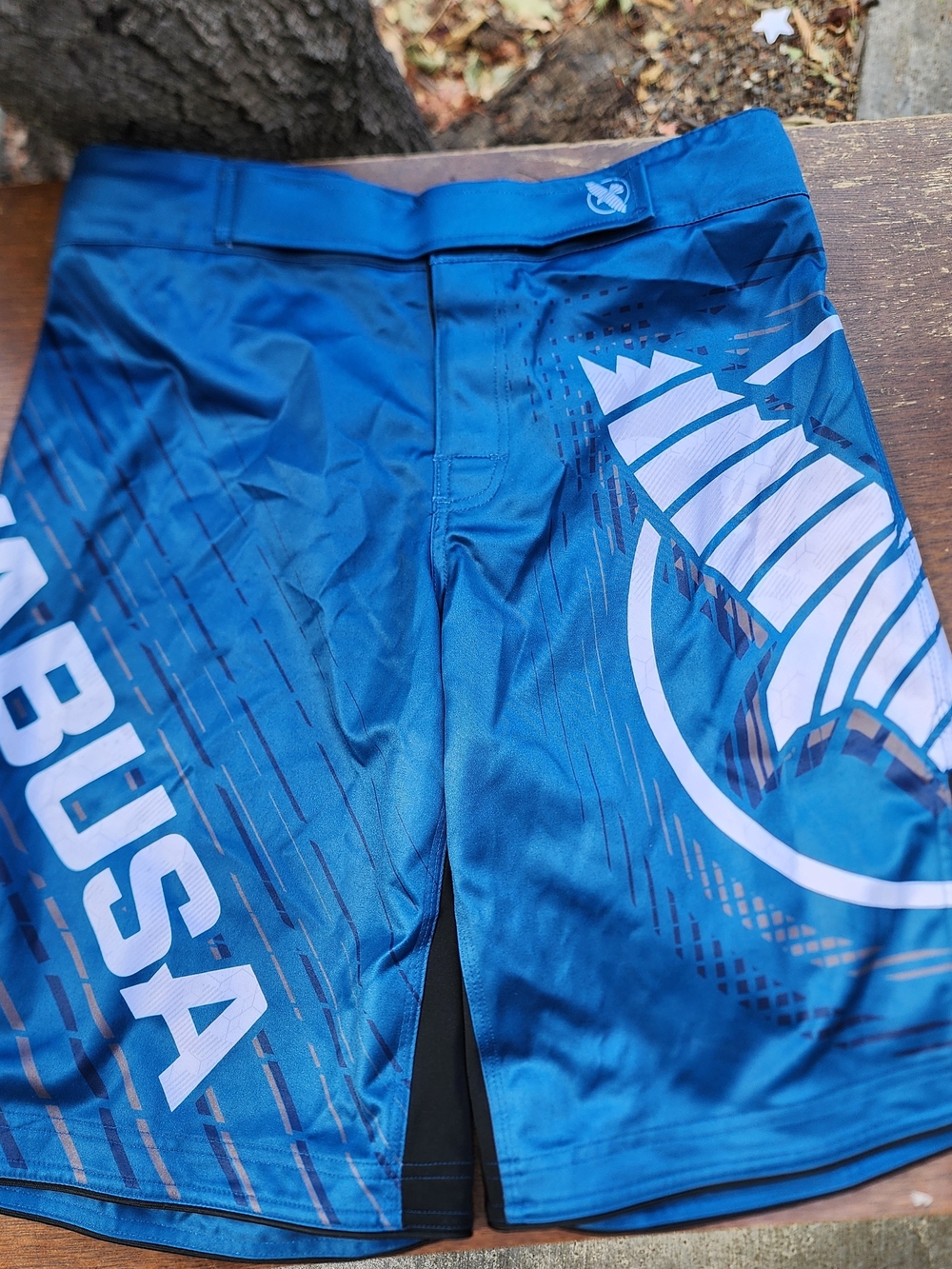 Hayabusa Icon Long MMA Fight Shorts Blue White Grappling BJJ Size M NWT